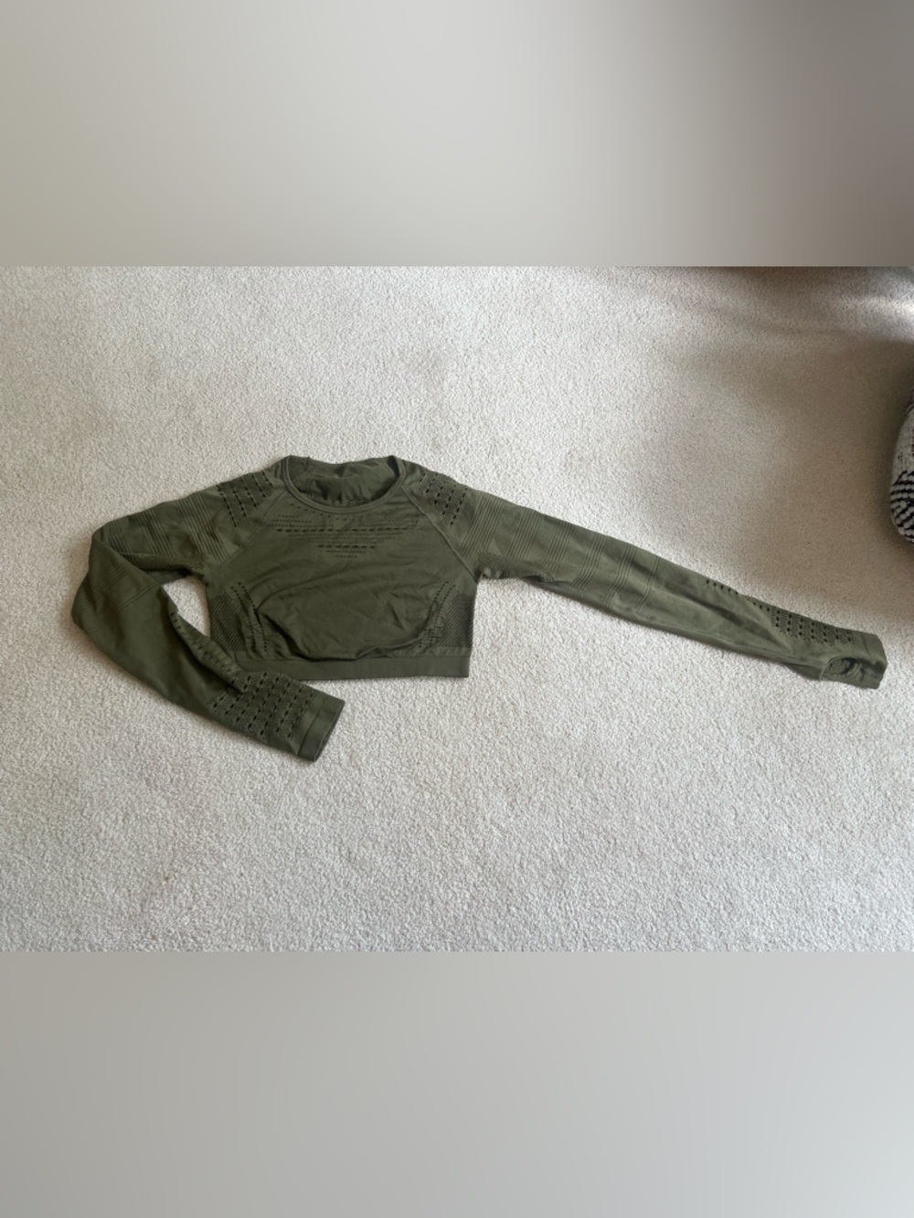 Olive Green Cropped Long Sleeve Sweater